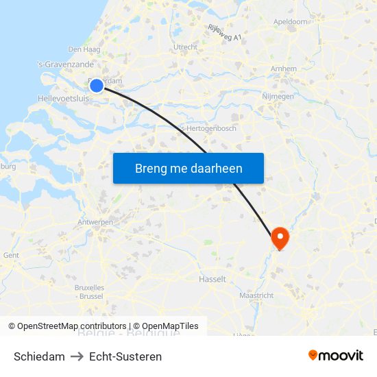 Schiedam to Echt-Susteren map