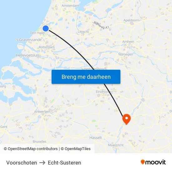 Voorschoten to Echt-Susteren map