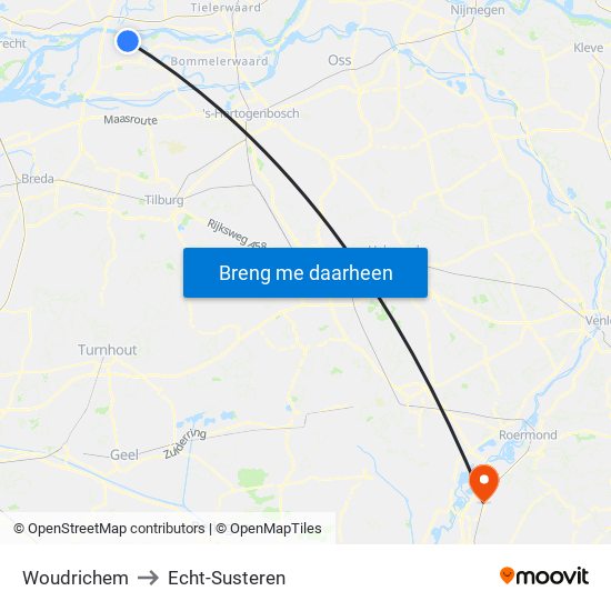 Woudrichem to Echt-Susteren map