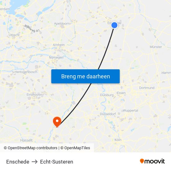 Enschede to Echt-Susteren map