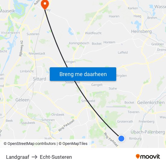 Landgraaf to Echt-Susteren map
