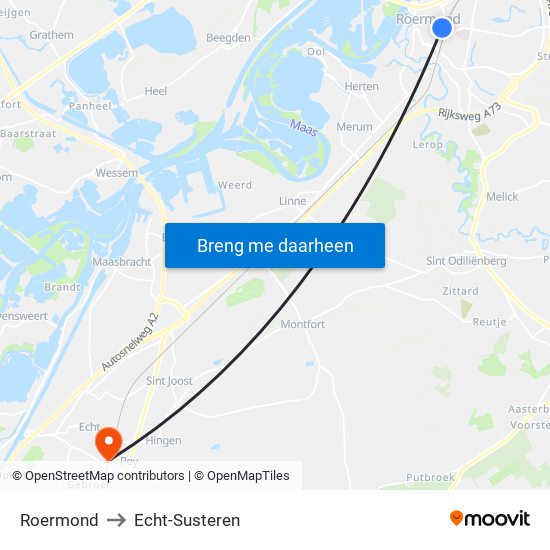 Roermond to Echt-Susteren map