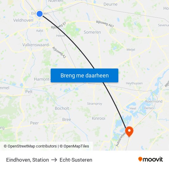 Eindhoven, Station to Echt-Susteren map