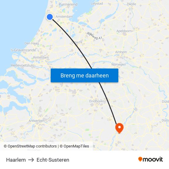 Haarlem to Echt-Susteren map