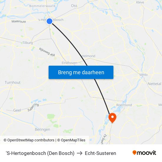 'S-Hertogenbosch (Den Bosch) to Echt-Susteren map