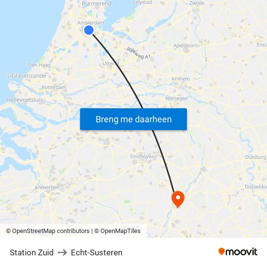 Station Zuid to Echt-Susteren map