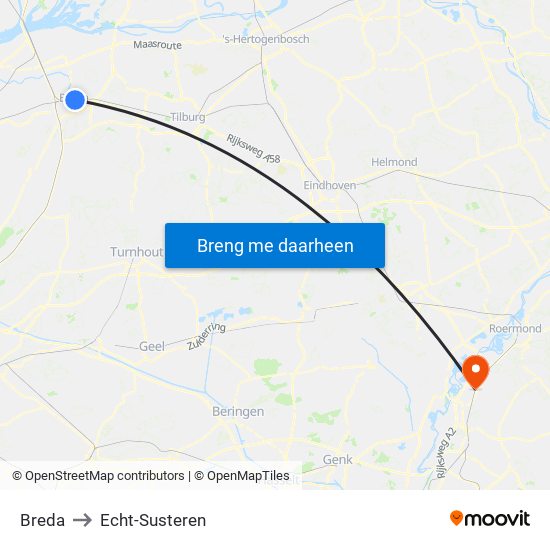 Breda to Echt-Susteren map