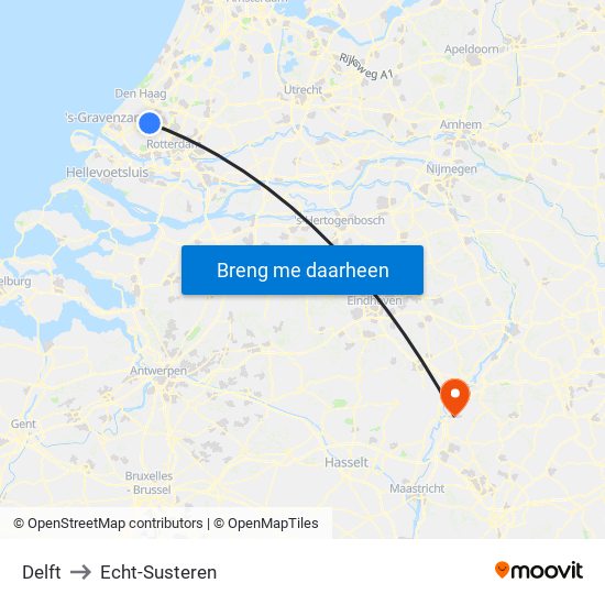 Delft to Echt-Susteren map