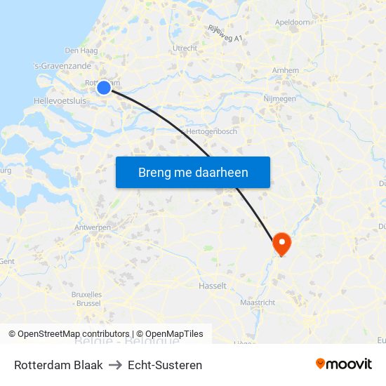 Rotterdam Blaak to Echt-Susteren map
