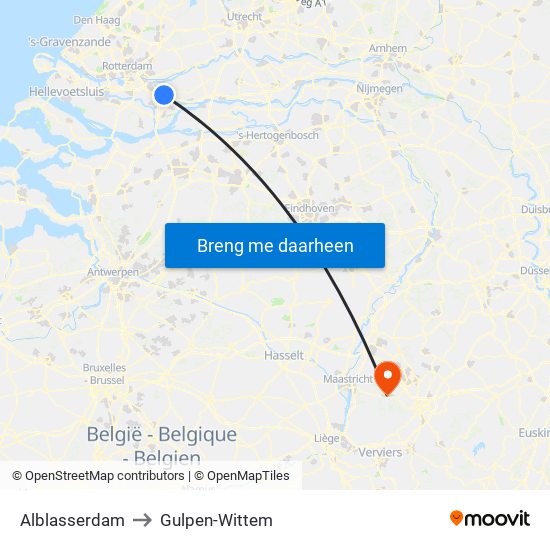 Alblasserdam to Gulpen-Wittem map