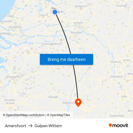 Amersfoort to Gulpen-Wittem map