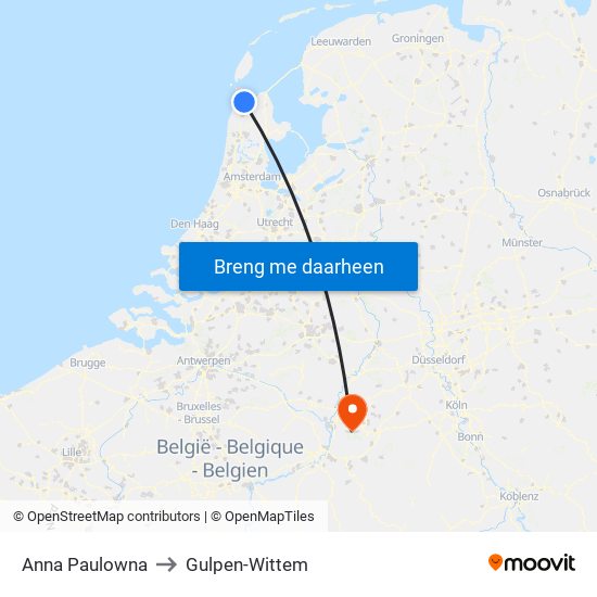 Anna Paulowna to Gulpen-Wittem map