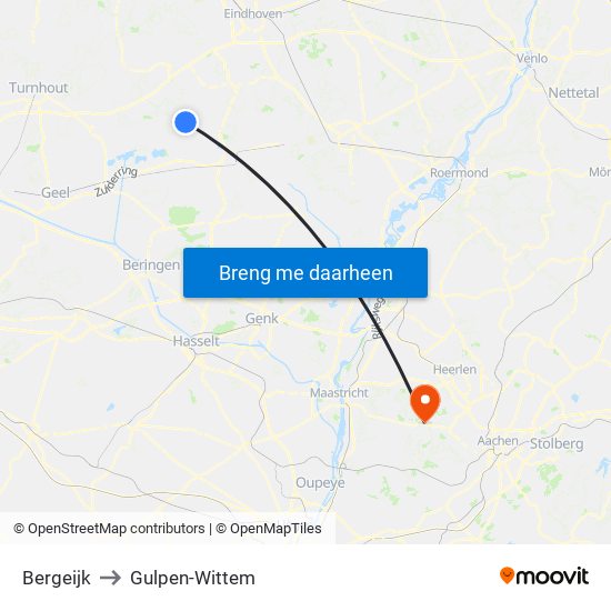 Bergeijk to Gulpen-Wittem map