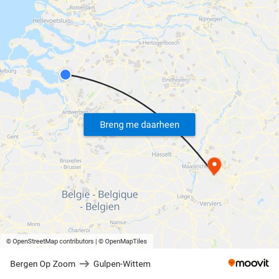 Bergen Op Zoom to Gulpen-Wittem map