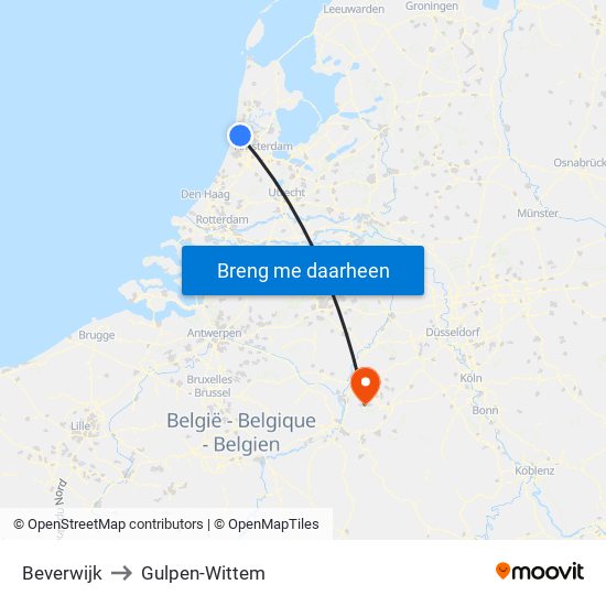 Beverwijk to Gulpen-Wittem map