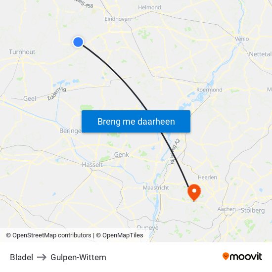 Bladel to Gulpen-Wittem map