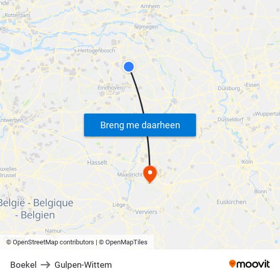 Boekel to Gulpen-Wittem map