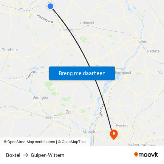 Boxtel to Gulpen-Wittem map