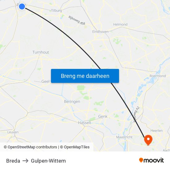 Breda to Gulpen-Wittem map