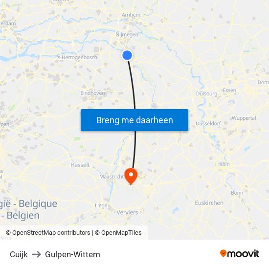 Cuijk to Gulpen-Wittem map