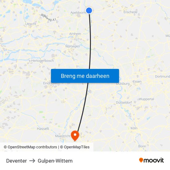 Deventer to Gulpen-Wittem map