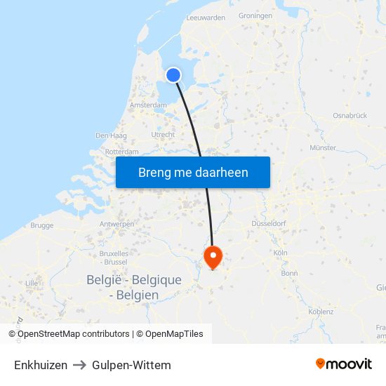 Enkhuizen to Gulpen-Wittem map