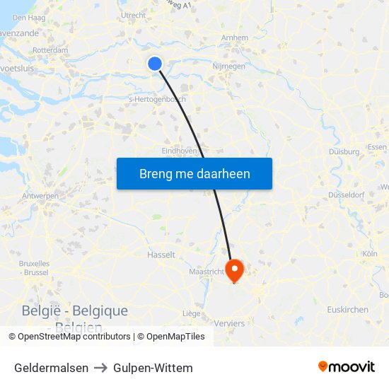 Geldermalsen to Gulpen-Wittem map