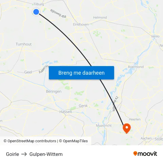 Goirle to Gulpen-Wittem map
