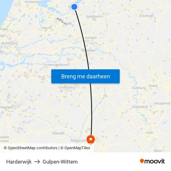 Harderwijk to Gulpen-Wittem map