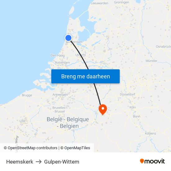 Heemskerk to Gulpen-Wittem map