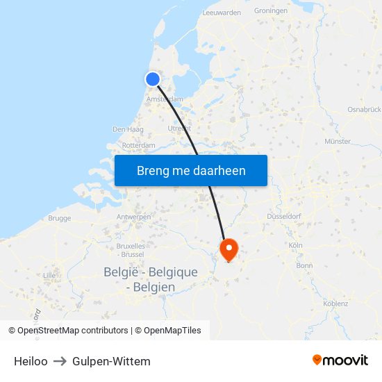 Heiloo to Gulpen-Wittem map