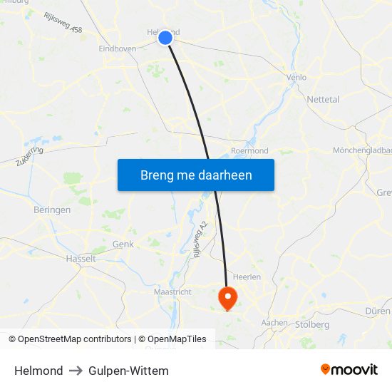 Helmond to Gulpen-Wittem map