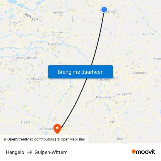 Hengelo to Gulpen-Wittem map