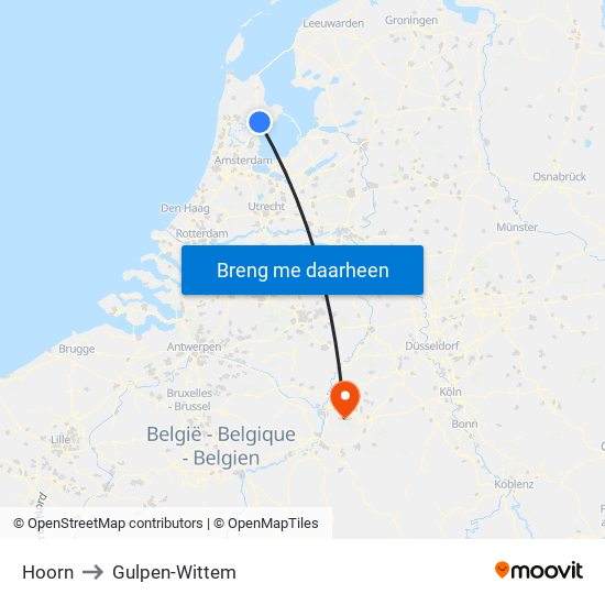 Hoorn to Gulpen-Wittem map