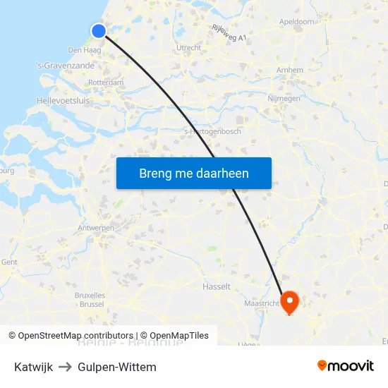 Katwijk to Gulpen-Wittem map