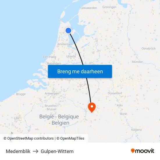 Medemblik to Gulpen-Wittem map