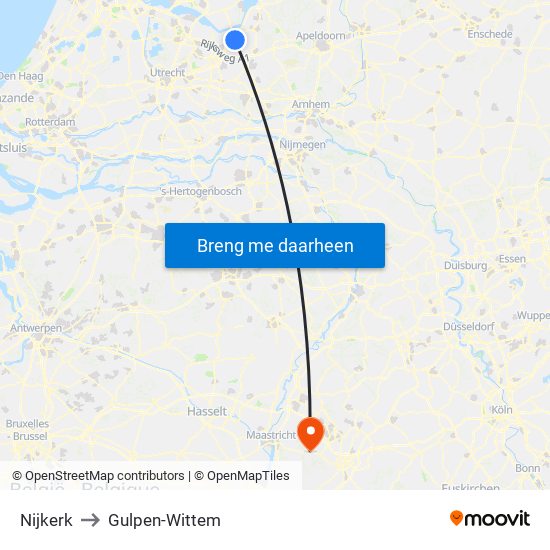 Nijkerk to Gulpen-Wittem map