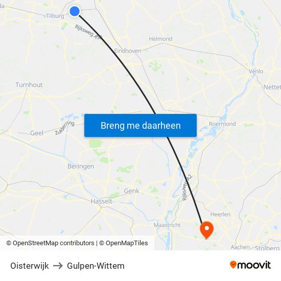 Oisterwijk to Gulpen-Wittem map