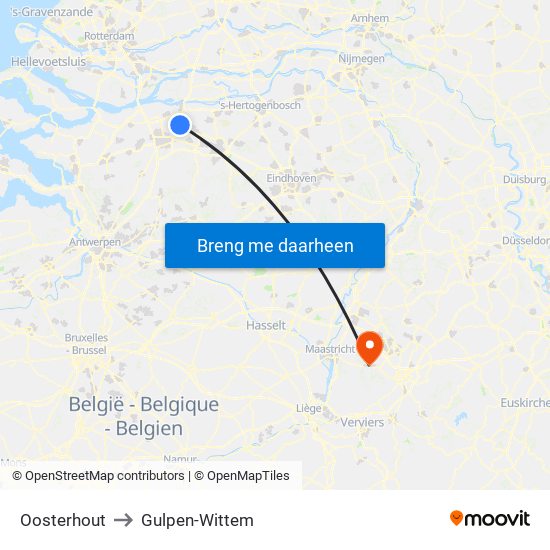 Oosterhout to Gulpen-Wittem map