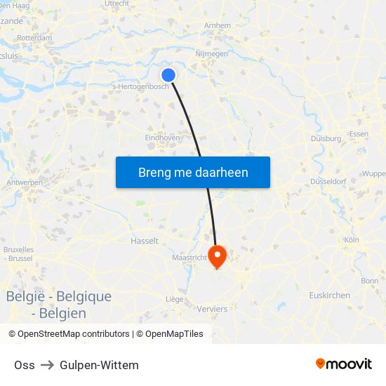 Oss to Gulpen-Wittem map