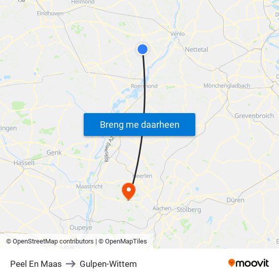 Peel En Maas to Gulpen-Wittem map