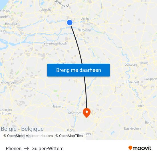 Rhenen to Gulpen-Wittem map