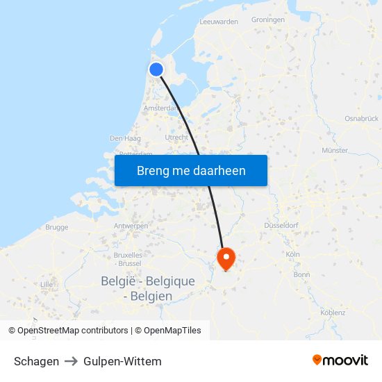 Schagen to Gulpen-Wittem map