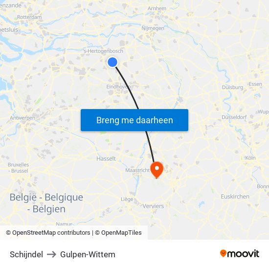 Schijndel to Gulpen-Wittem map