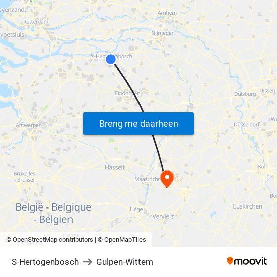 'S-Hertogenbosch to Gulpen-Wittem map