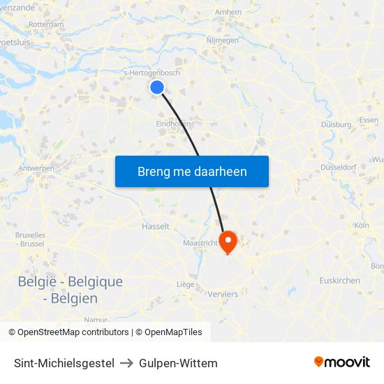 Sint-Michielsgestel to Gulpen-Wittem map