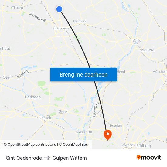 Sint-Oedenrode to Gulpen-Wittem map