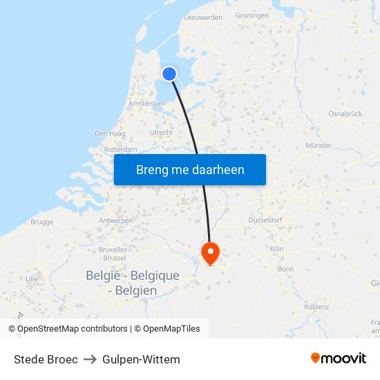 Stede Broec to Gulpen-Wittem map