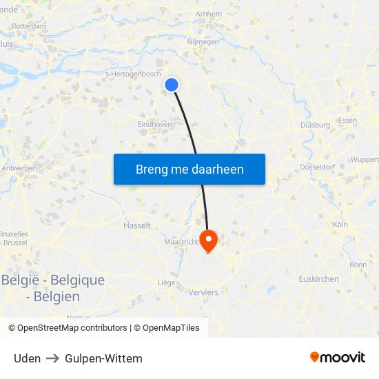 Uden to Gulpen-Wittem map
