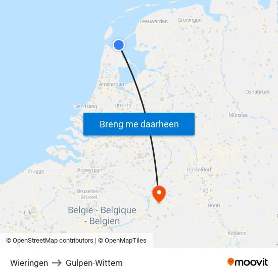 Wieringen to Gulpen-Wittem map